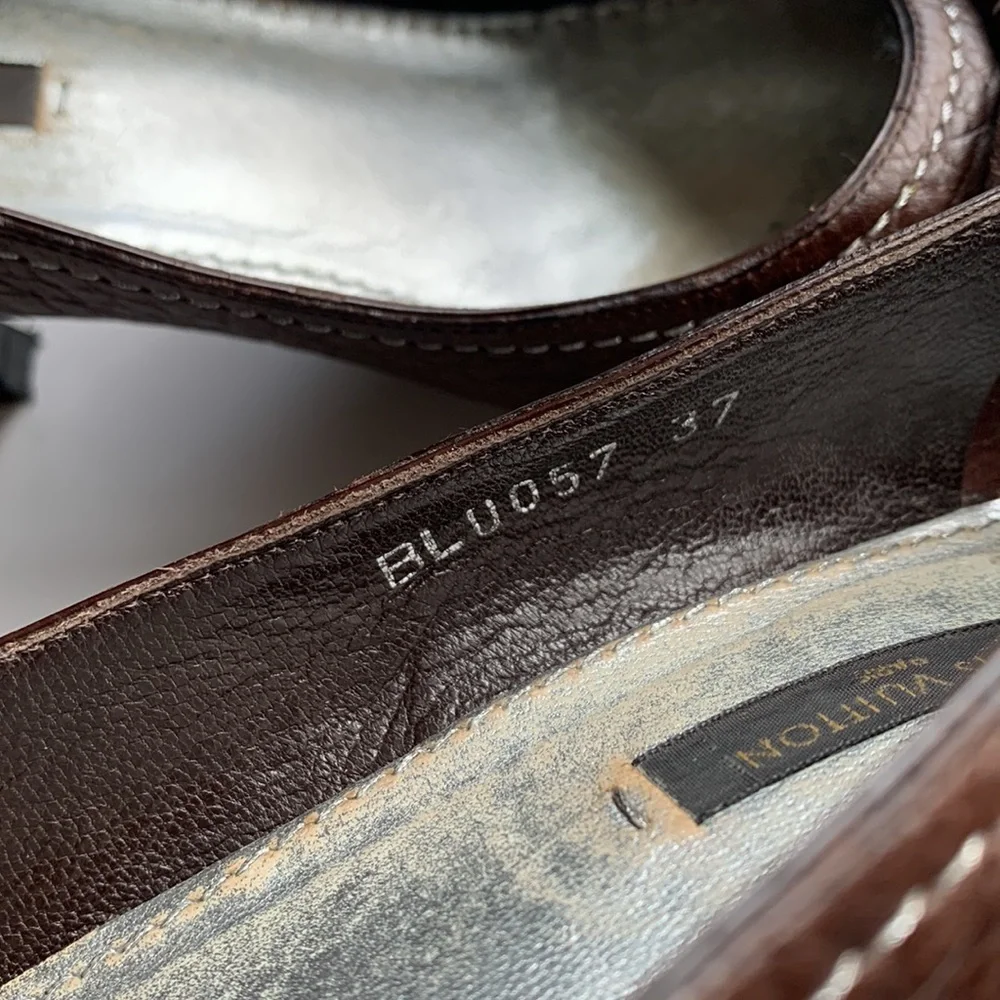 Louis Vuitton Brown Leather Heels With Bow Size 37 - Picture 8 of 14